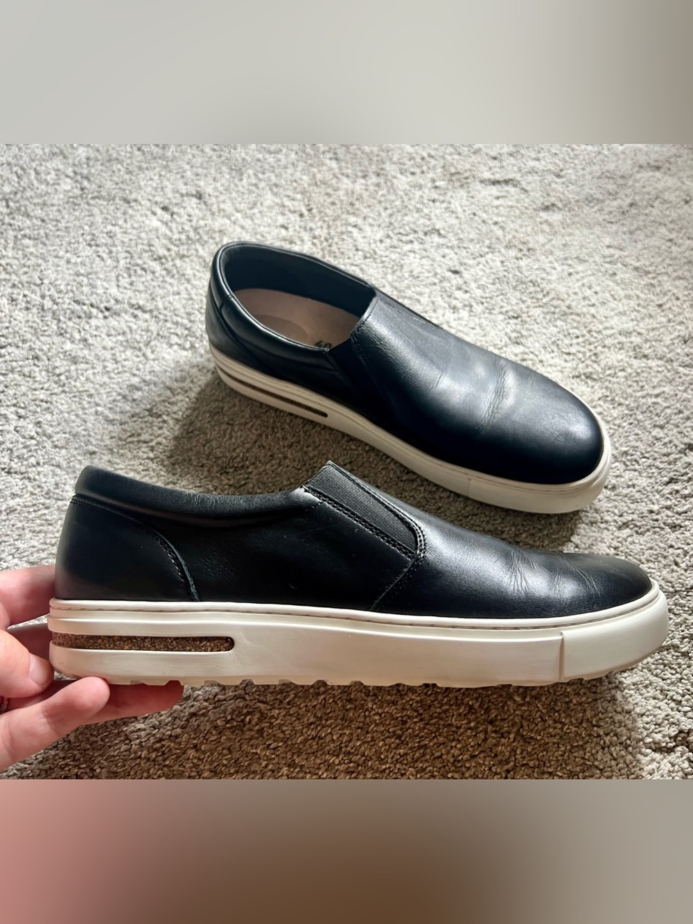Birkenstock Oswego Size 40 EUR Black Leather Slip On Loafers Sneakers Wore 2x